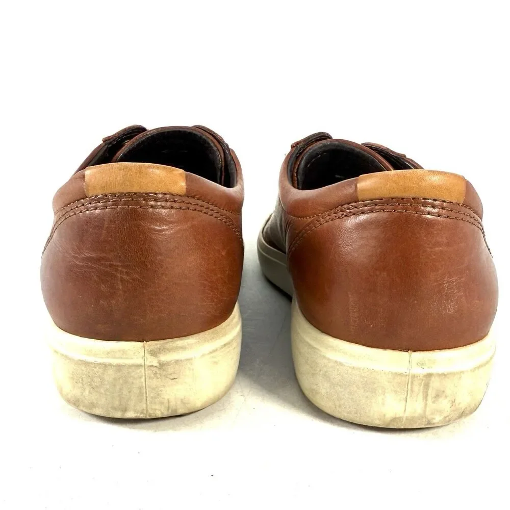 Ecco Mens Brown Soft 7 Leather Lace-Up Casual Sneaker Size 47 US Size 13